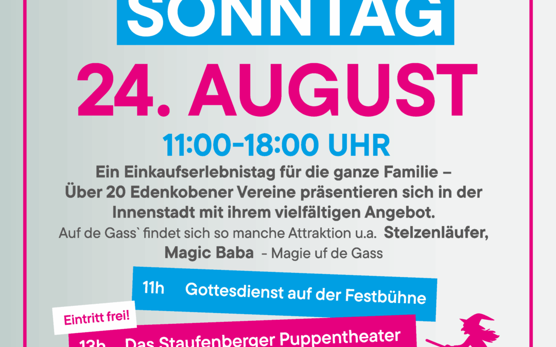 Verkausoffener Sonntag Stadtfest 24.08.2025